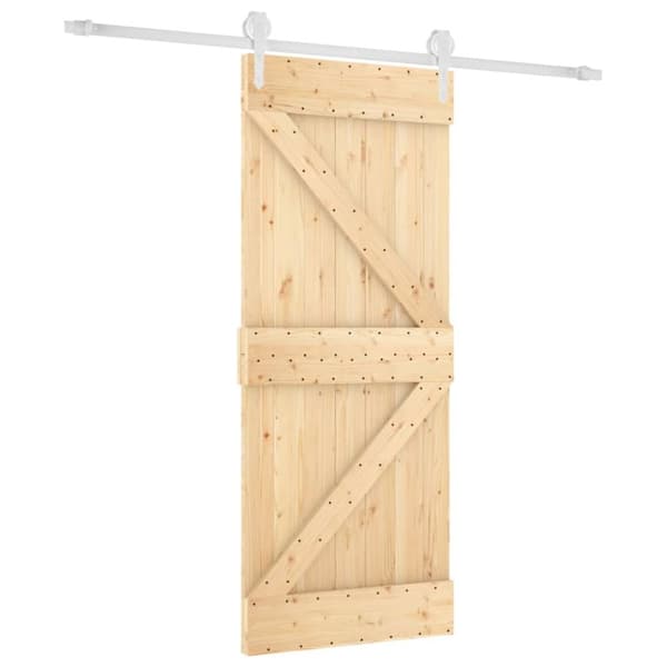 vidaXL Skyvedør med monteringstilbehør 85x210 cm heltre furu