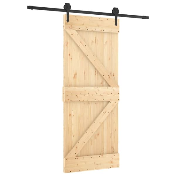 vidaXL Skjutdörr med beslag 85x210 cm massiv furu