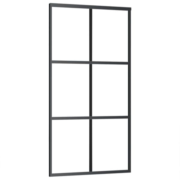 skydedør 102x205 cm sikkerhedsglas og aluminium sort