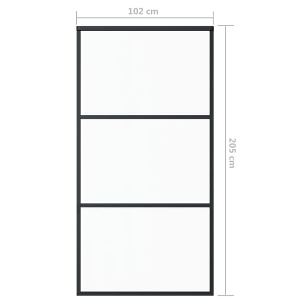 skydedør m. monteringssæt 102x205 cm sikkerhedsglas og aluminium