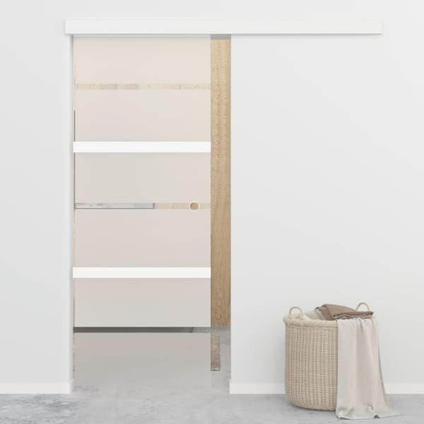 skydedør 76x205 cm hærdet glas og aluminium sølvfarvet