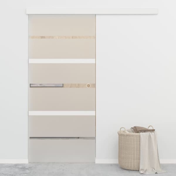 skydedør 90x205 cm hærdet glas og aluminium sølvfarvet