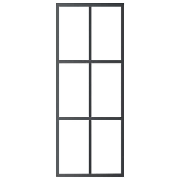 skydedør m. monteringssæt 76x205 cm sikkerhedsglas og aluminium