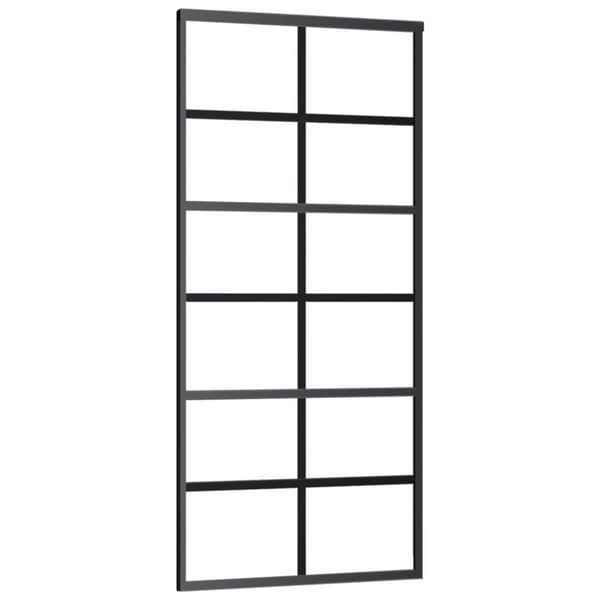 skydedør m. monteringssæt 90x205 cm sikkerhedsglas og aluminium