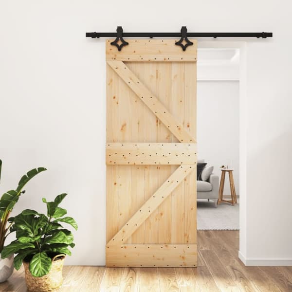 skydedør med monteringssæt 85x210 cm massivt fyrretræ