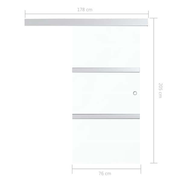 skydedør med bløde stop 76x205 cm hærdet glas og aluminium