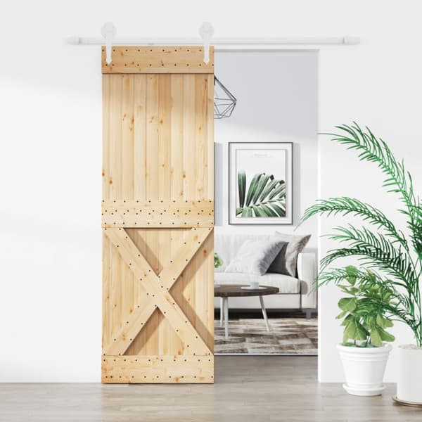 skydedør med monteringssæt 70x210 cm massivt fyrretræ
