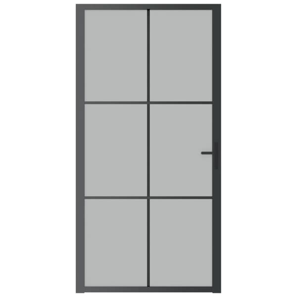 dør 102,5x201,5 cm sikkerhedsglas mat glas og aluminium sort