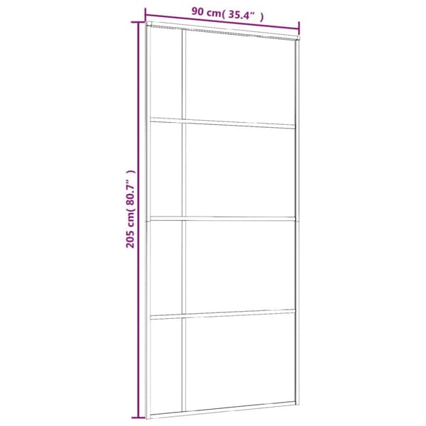 skydedør 90x205 cm hærdet matteret glas og aluminium sort
