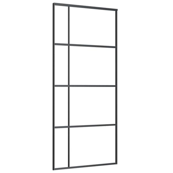 skydedør 90x205 cm hærdet matteret glas og aluminium sort