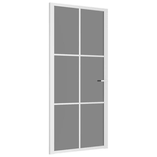 dør 93x201,5 cm sikkerhedsglas og aluminium hvid