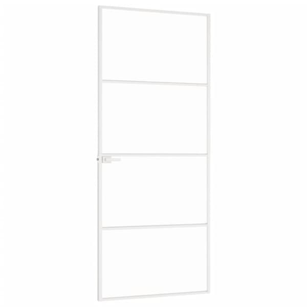 dør 83x201,5 cm hærdet glas og aluminium hvid