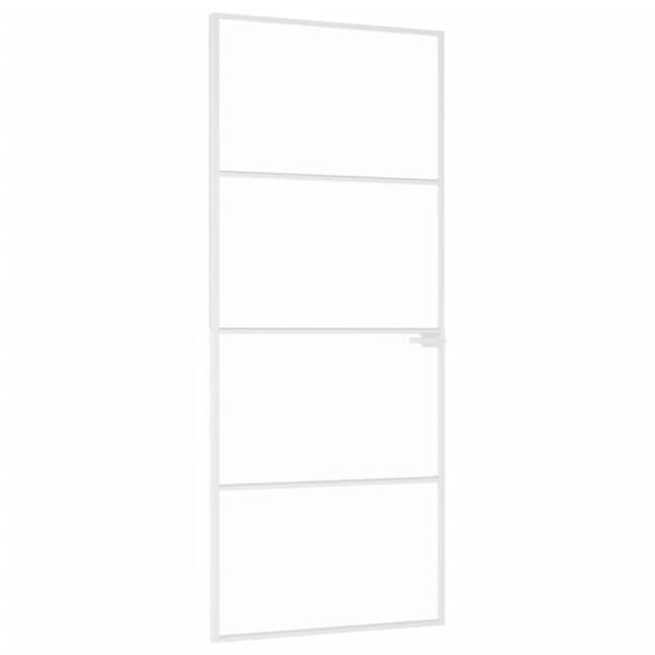 dør 83x201,5 cm hærdet glas og aluminium hvid
