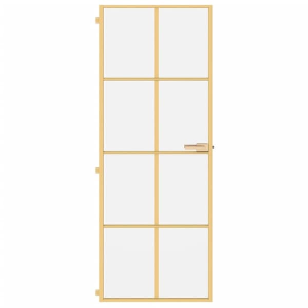 indvendig dør 76x201,5 cm hærdet glas og aluminium guldfarvet