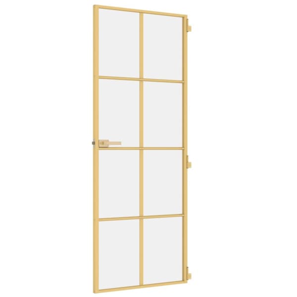 indvendig dør 76x201,5 cm hærdet glas og aluminium guldfarvet