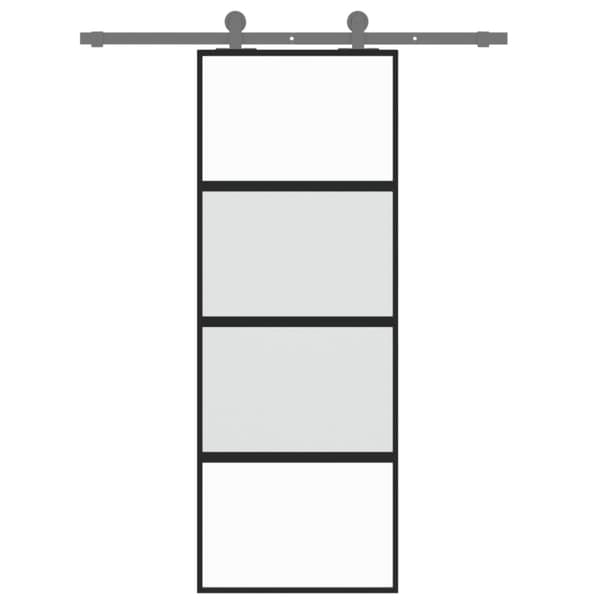 skydedør 76x205 cm hærdet glas og aluminium sort