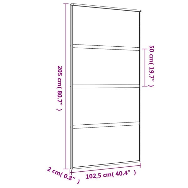 skydedør 102,5x205 cm klart sikkerhedsglas og aluminium gylden