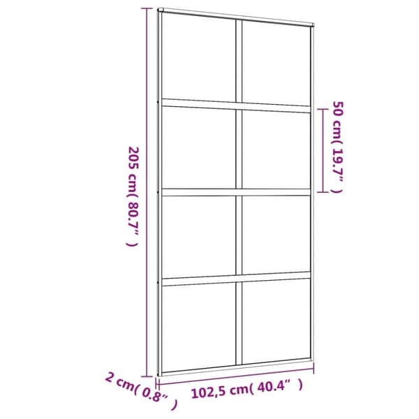 skydedør 102,5x205 cm matteret sikkerhedsglas aluminium gylden