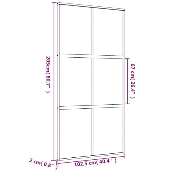 skydedør 102,5x205 cm klart sikkerhedsglas og aluminium gylden