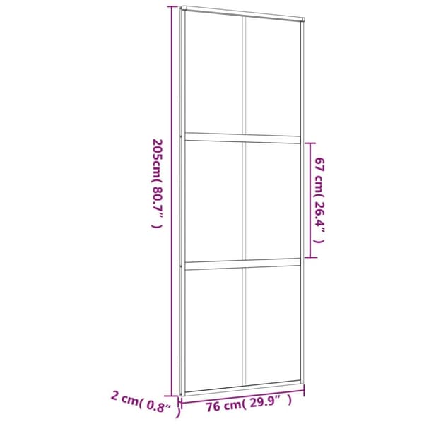 skydedør 76x205 cm klart sikkerhedsglas og aluminium guldfarvet