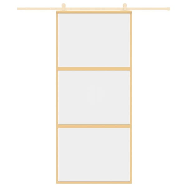 skydedør 90x205 cm klart sikkerhedsglas og aluminium guldfarvet