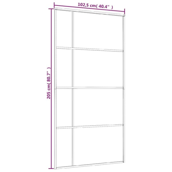 skydedør 102,5x205 cm hærdet matteret glas og aluminium sort