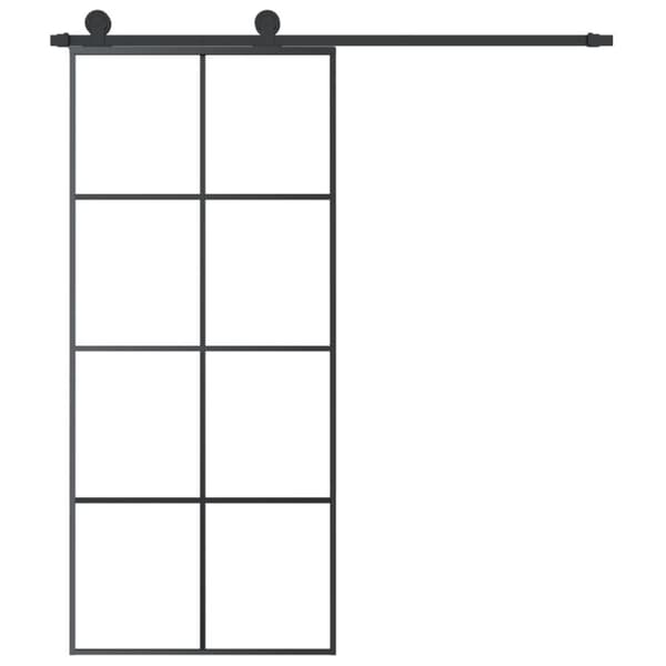 skydedør med hardwaresæt 90x205 cm sikkerhedsglas aluminium
