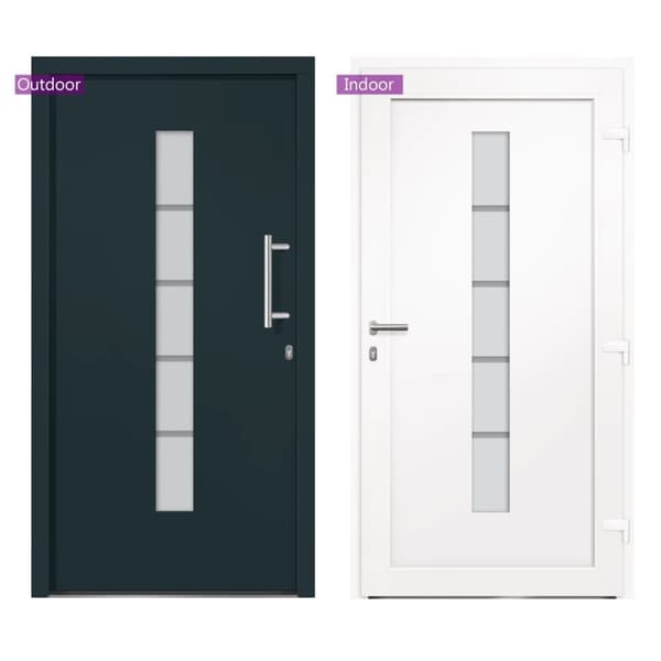 hoveddør 100x210 cm aluminium og PVC antracitgrå