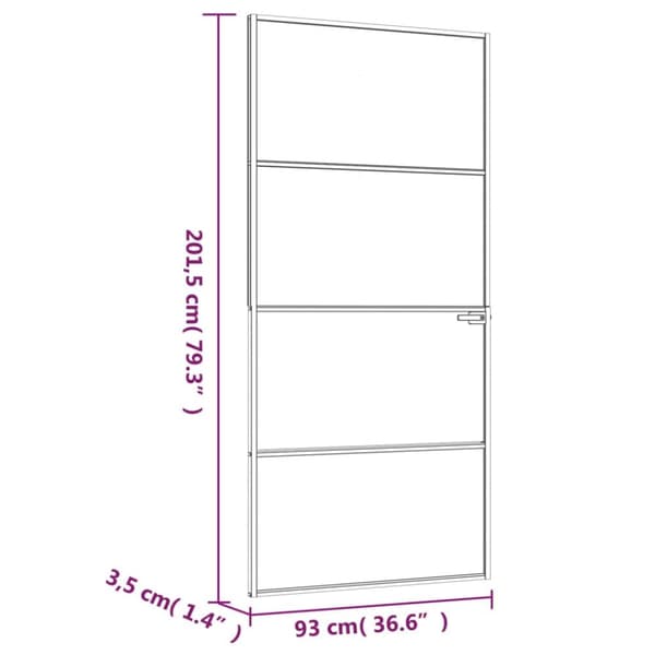 dør 93x201,5 cm hærdet glas og aluminium hvid