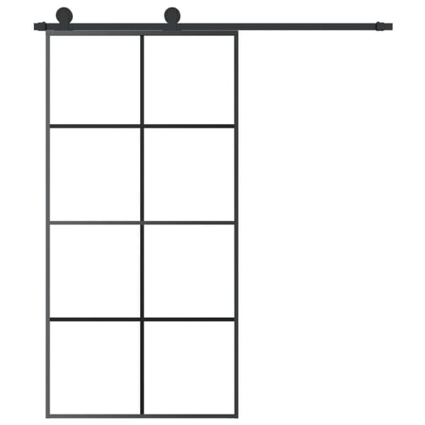 skydedør med hardwaresæt 102,5x205 cm sikkerhedsglas aluminium