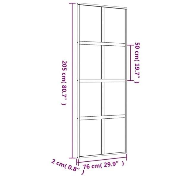 skydedør 76x205 cm klart sikkerhedsglas og aluminium guldfarvet