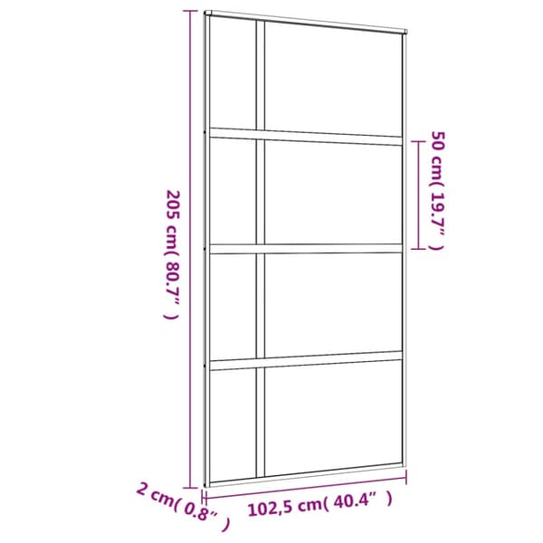 skydedør 102,5x205 cm klart sikkerhedsglas og aluminium gylden