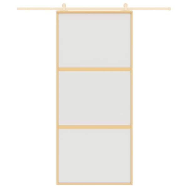 skydedør 90x205 cm matteret sikkerhedsglas og aluminium gylden