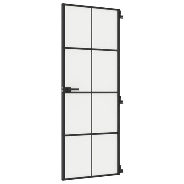 dør 76x201,5 cm hærdet glas og aluminium sort