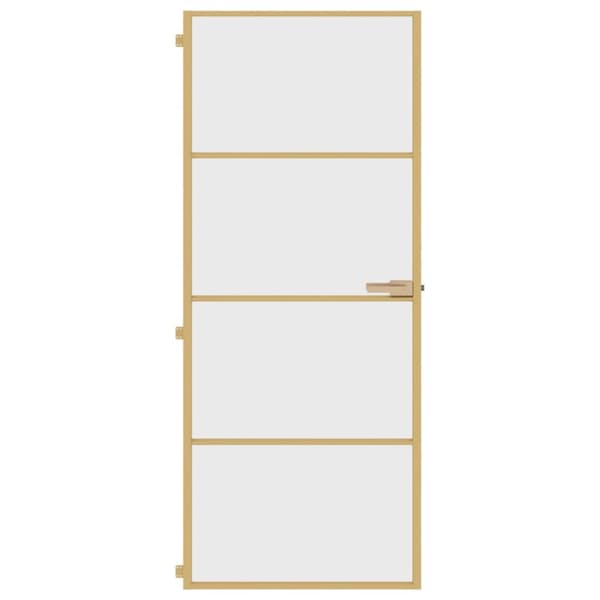 indvendig dør 83x201,5 cm hærdet glas og aluminium guldfarvet