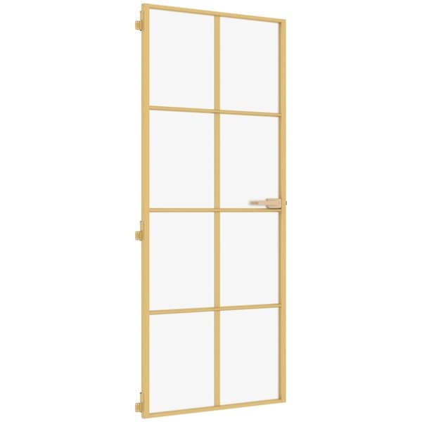 indvendig dør 93x201,5 cm hærdet glas og aluminium guldfarvet