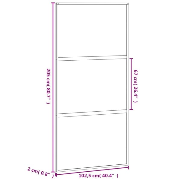 skydedør 102,5x205 cm hærdet glas og aluminium sort