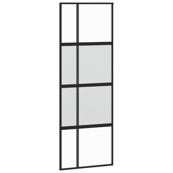 skydedør 76x205 cm hærdet glas og aluminium sort