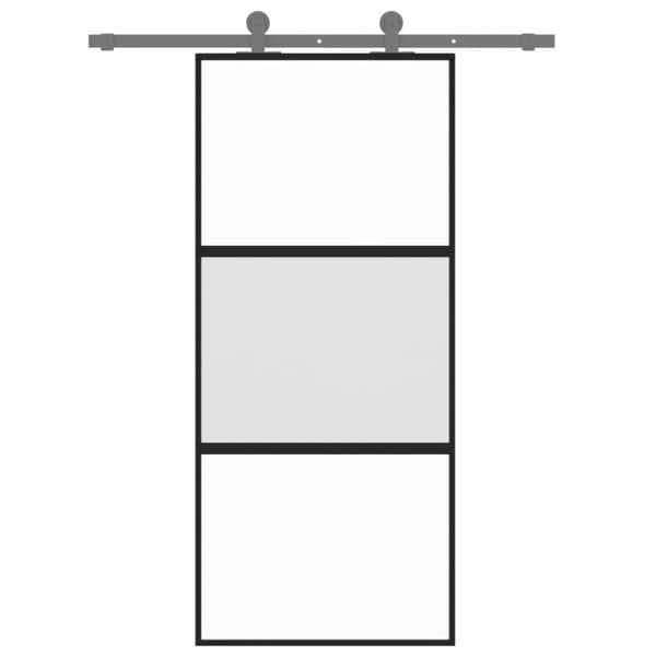 skydedør 90x205 cm hærdet glas og aluminium sort