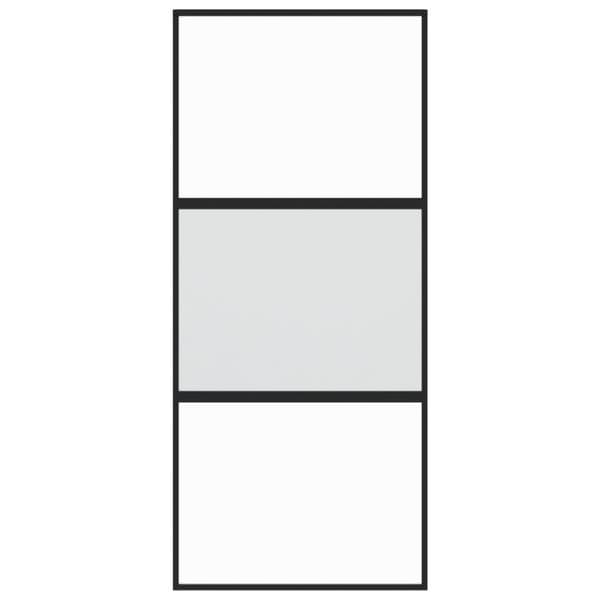 skydedør 90x205 cm hærdet glas og aluminium sort