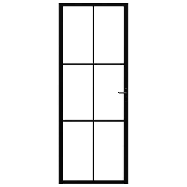 indvendig dør 76x201,5 cm sikkerhedsglas og aluminium sort