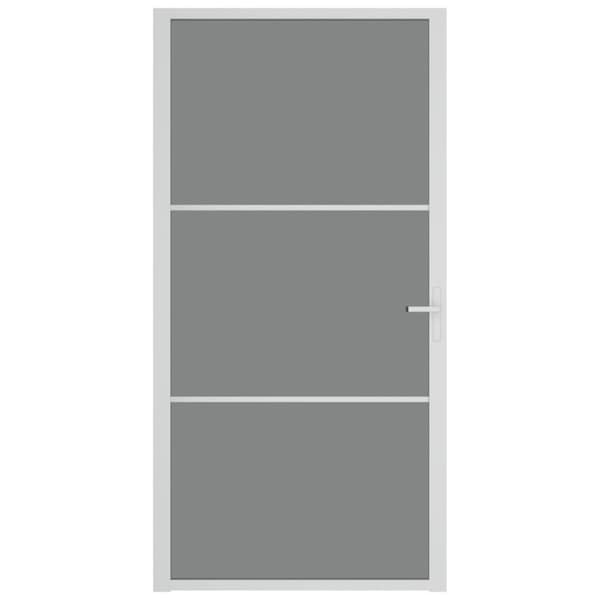 Sisäovi 102,5x201,5 cm valkoinen ESG-lasi ja alumiini