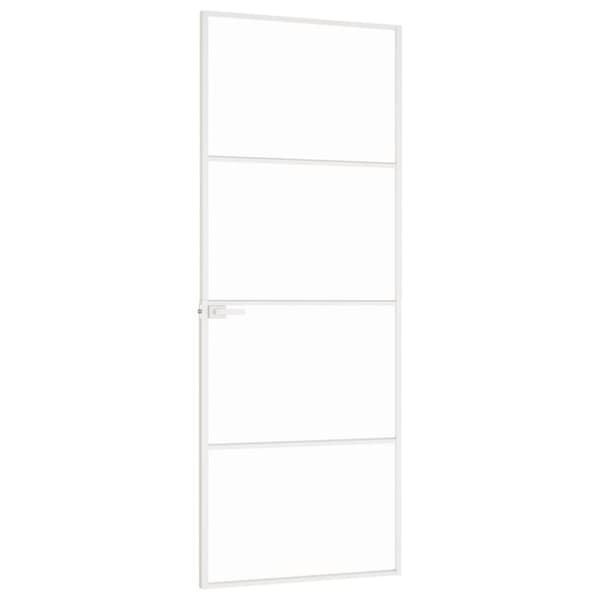 dør 76x201,5 cm hærdet glas og aluminium hvid