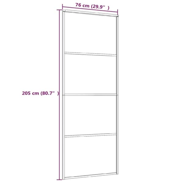 skydedør 76x205 cm hærdet glas og aluminium hvid