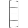 Miniatyrbillede 4 af 8: skydedør med hardwaresæt 76x205 cm sikkerhedsglas aluminium