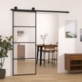 Miniatyrbillede 1 af 8: skydedør med hardwaresæt 76x205 cm sikkerhedsglas aluminium