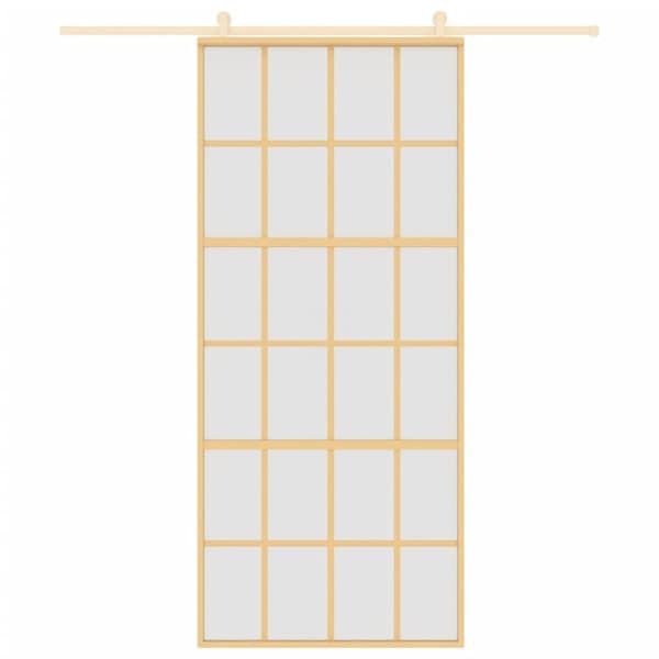 skydedør 90x205 cm matteret sikkerhedsglas og aluminium gylden