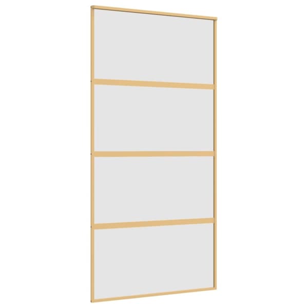 skydedør 102,5x205 cm matteret sikkerhedsglas aluminium gylden
