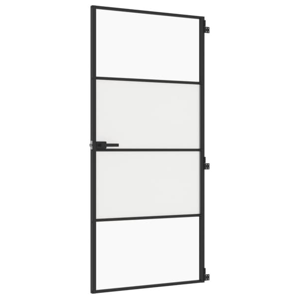 dør 93x201,5 cm hærdet glas og aluminium sort