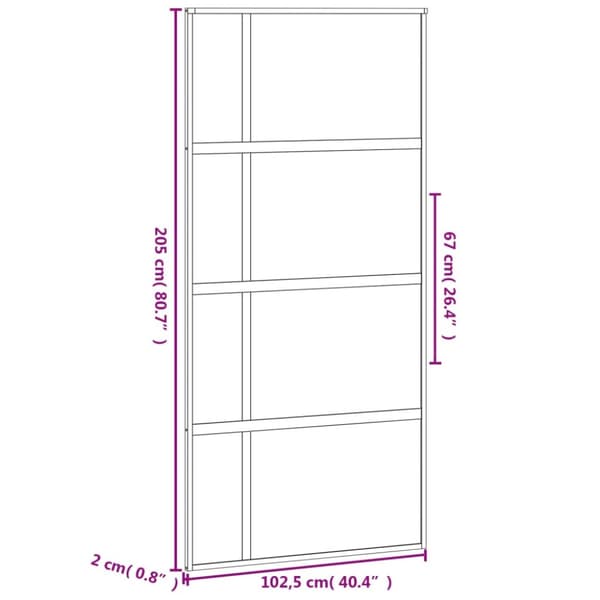 skydedør 102,5x205 cm hærdet glas og aluminium sort